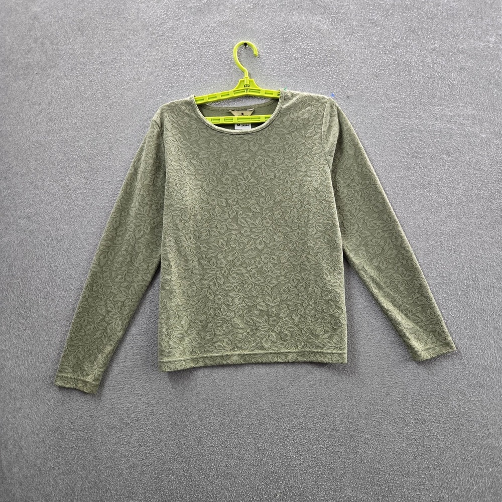 Woolrich Women Sweatshirt M Green Floral Long Sleeve Jacquard Pullover
